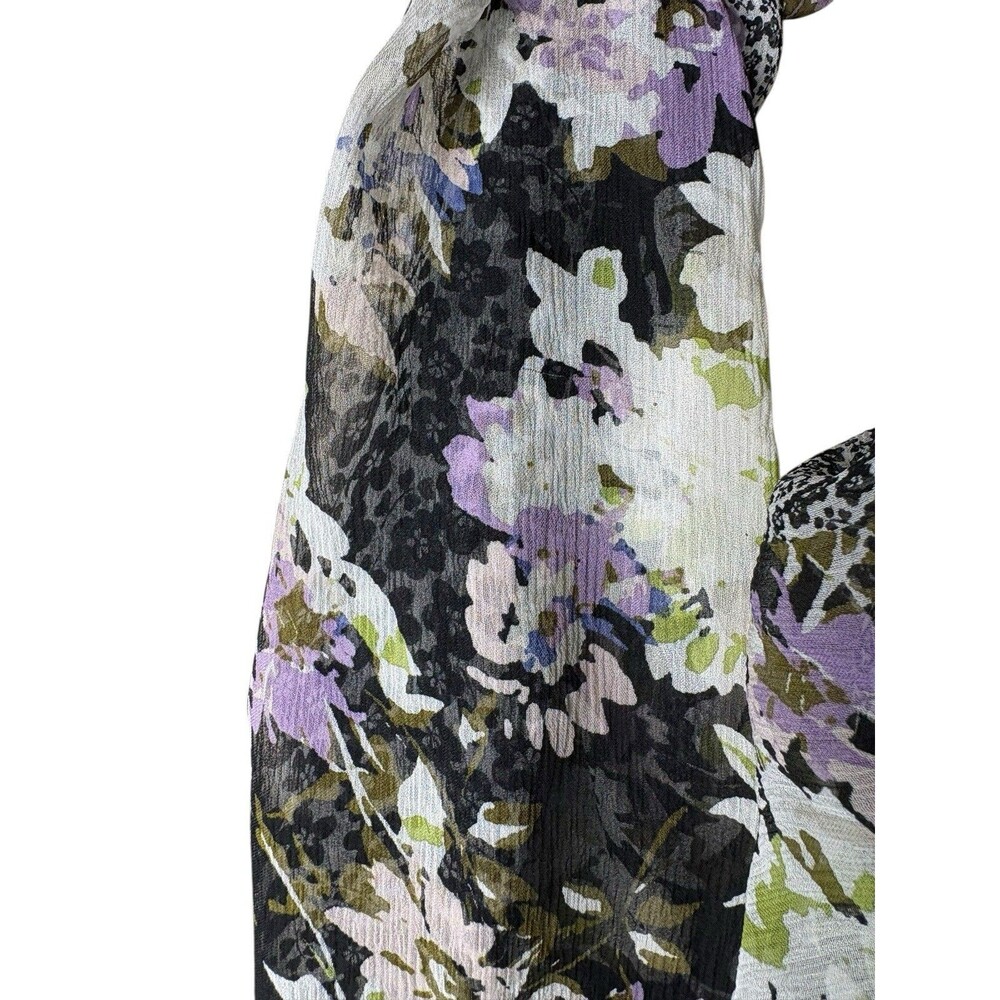 J. Jill 100% Silk Floral Women's Scarf Black Purple 20x64 - Picture 2 of 7